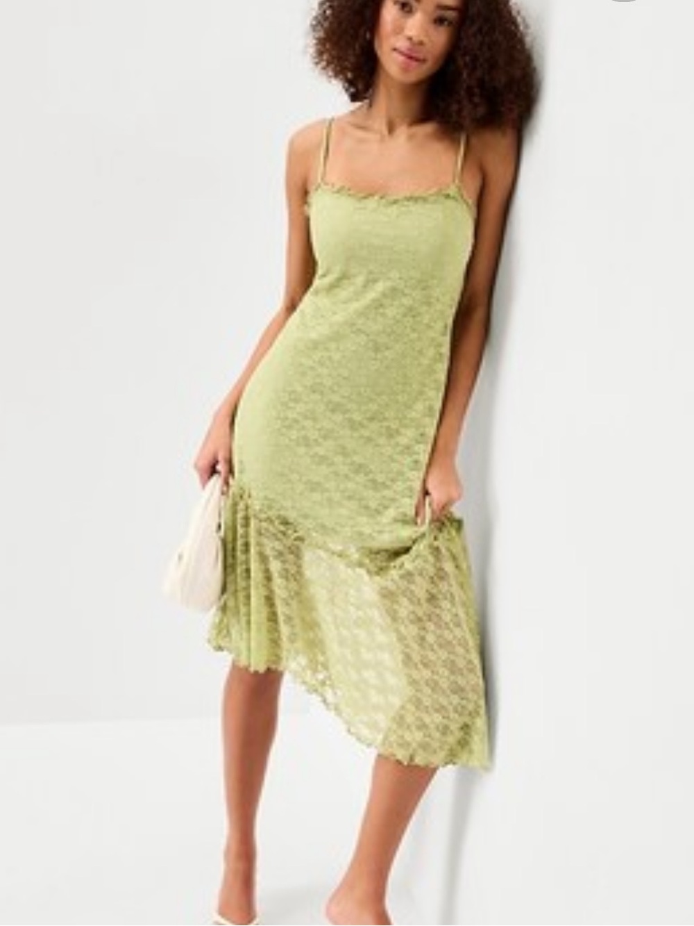 Old Navy Fit & Flare Green Lace Midi Dress